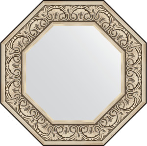 BY 3847 Зеркало в багетной раме - барокко серебро 106 mm EVOFORM Octagon