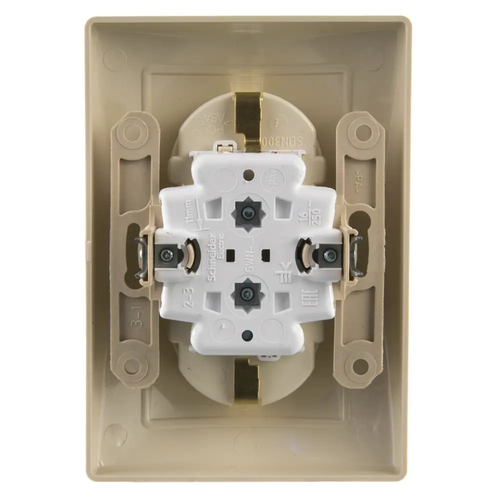 Розетка с заземлением Sedna 2 разъёма, со шторками, цвет бежевый Schneider Electric STLM-2121958 - Вид №1