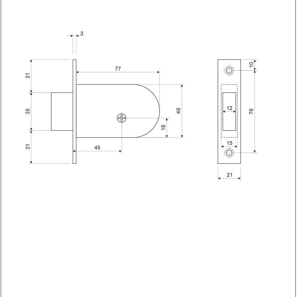 Врезной замок APECS 90-K для межкомнатных дверей 11880832 STLM-0001581 - Вид №3