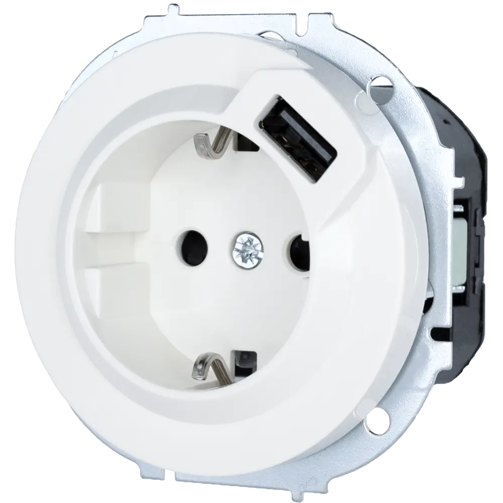 Розетка USB встраиваемая Osen с заземлением цвет белый LEZARD STLM-2049070 - Вид №1