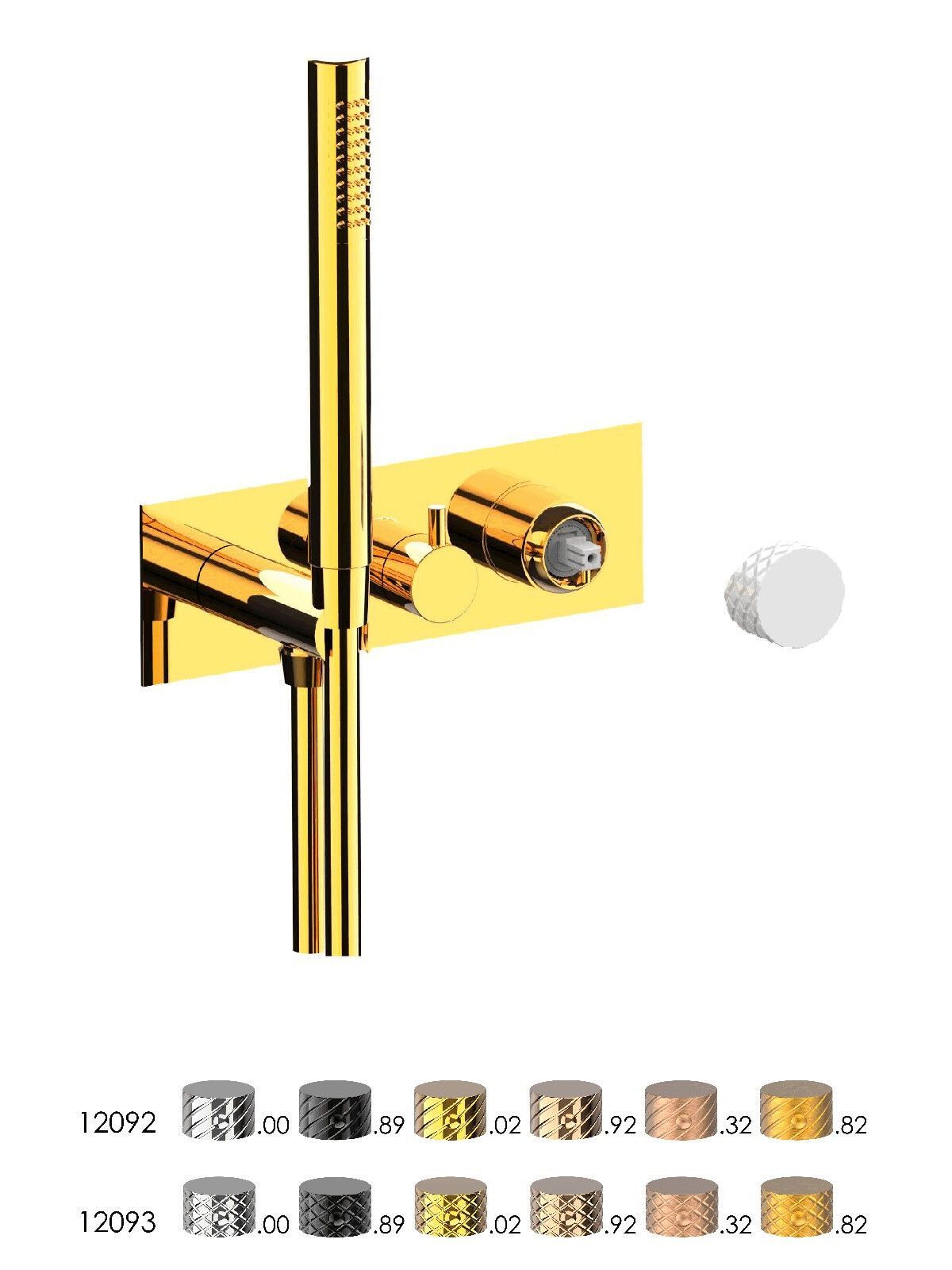 Настенный смеситель для ванны с 3 отверстиями и ручным душем Rubinetterie Frattini отдельная эстетика ARCH-00105690 - Вид №22