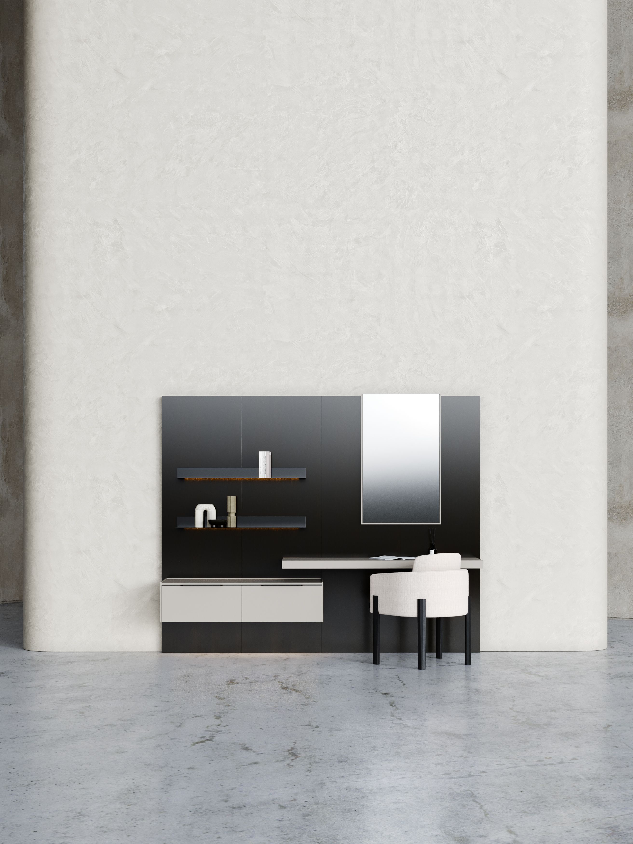 Оборудованный настенный деревянный шпон с письменным столом Stylish Club Landform ARCH-00009283 - Вид №2