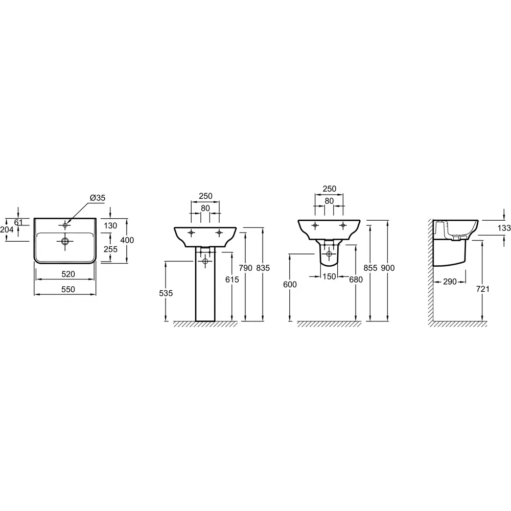Раковина Jacob Delafon Struktura 55x40 см фарфор цвет белый STLM-2210213 - Вид №5
