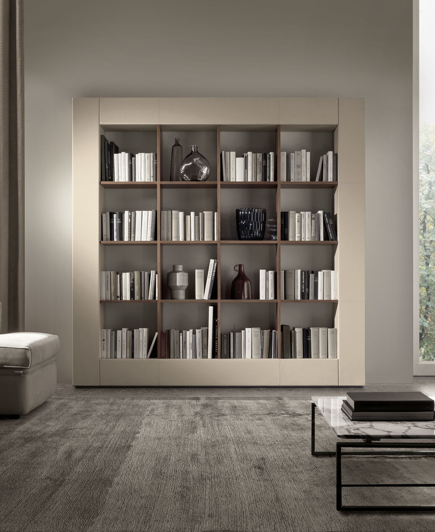 Двухсторонний книжный шкаф с кожаной обивкой i 4 Mariani ARCH-00120063 - Вид №1