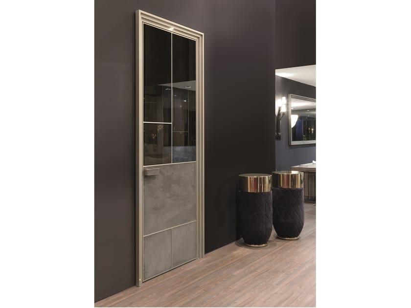Распашная дверь из кожи и стекла Longhi Aluminiun Chic-Doors ARCH-00021756