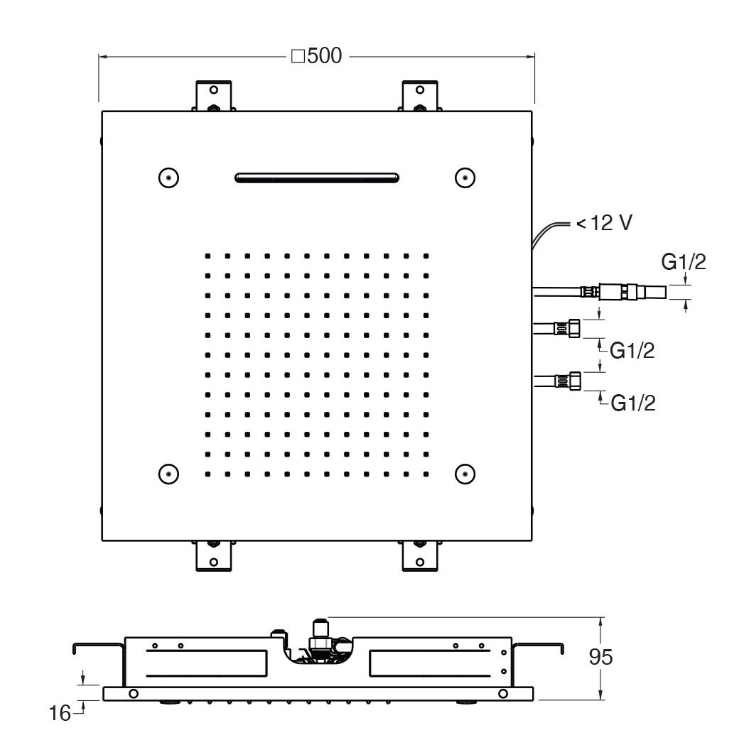 Квадратная потолочная душевая головка из нержавеющей стали с освещением CRISTINA Rubinetterie насадки для душа с освещением-Inox collection ARCH-00058635 - Вид №2