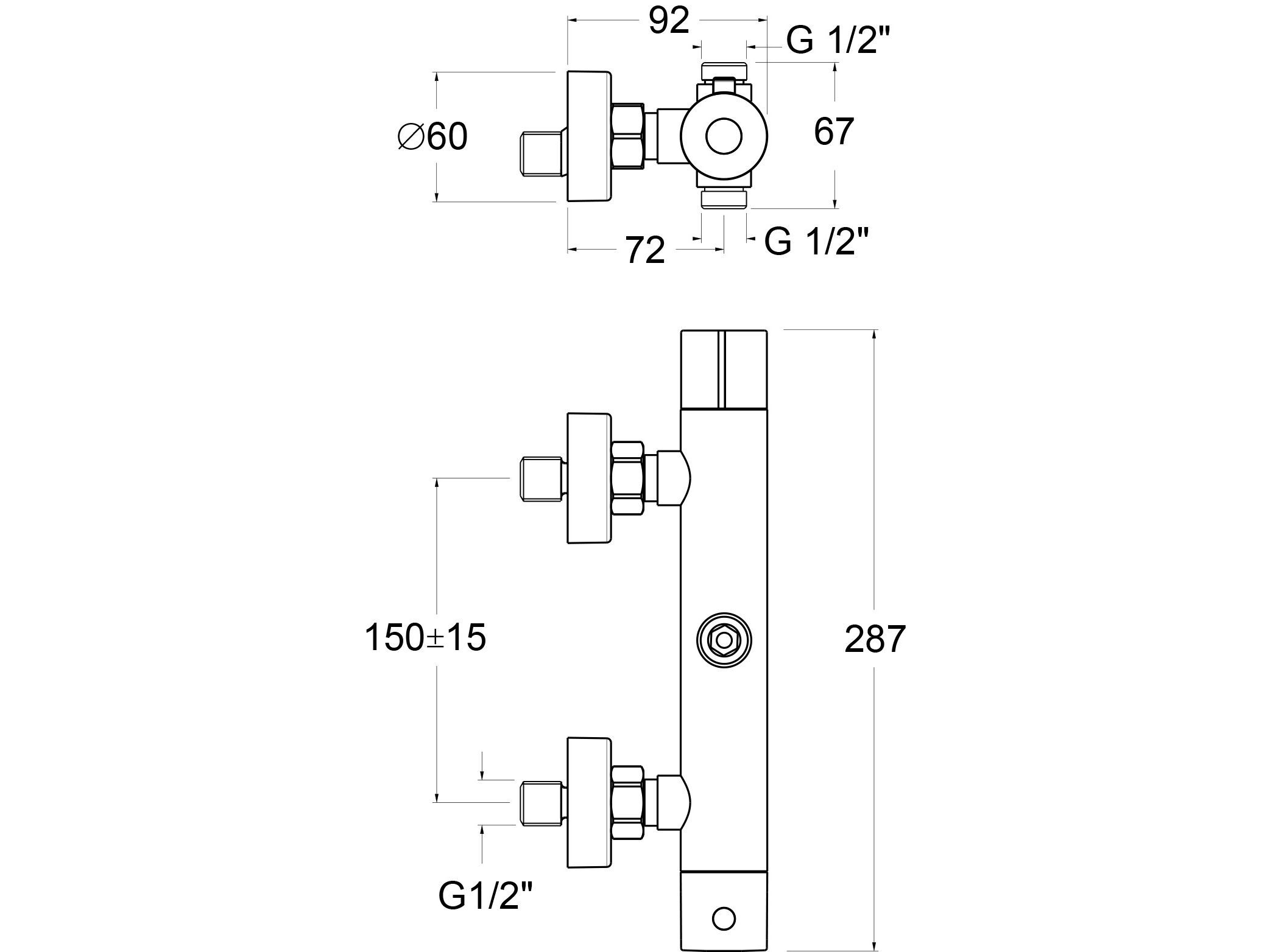 Термостатический смеситель для душа с 2 отверстиями GUGLIELMI RUBINETTERIE DT40460 ARCH-00141163 - Вид №2