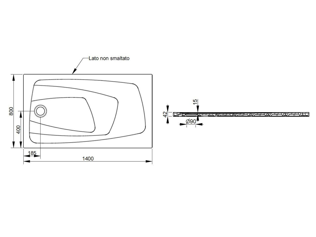 Керамический нескользящий прямоугольный поддон для душа Ceramica Dolomite за пределами ARCH-00148401 - Вид №121