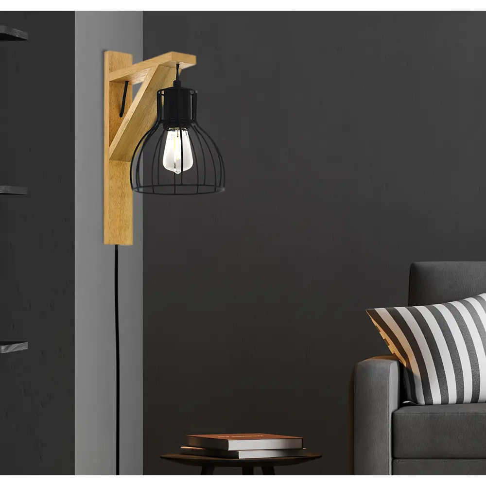 Настенный светильник Eglo Rampside E27 40 Вт, цвет коричневый-черный STLM-2004394