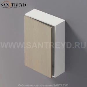 LIFT Модульный шкаф 60 см с левой дверью на доводчиках. Модули могут располагаться горизонтально и вертикально. Отделка: белая краска и серый дуб. AMOB051RCLZSX