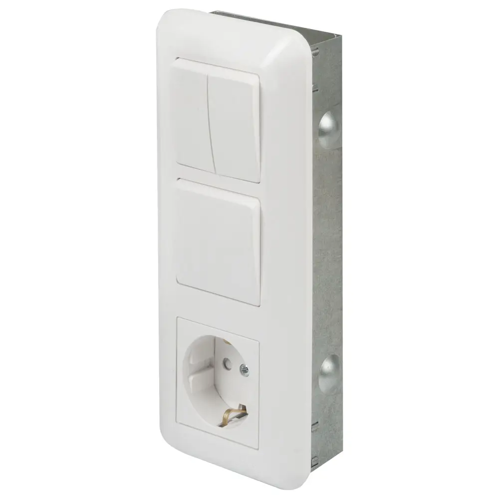 Блок с розеткой Прима 3 клавиши шторки цвет белый Schneider Electric STLM-2077232