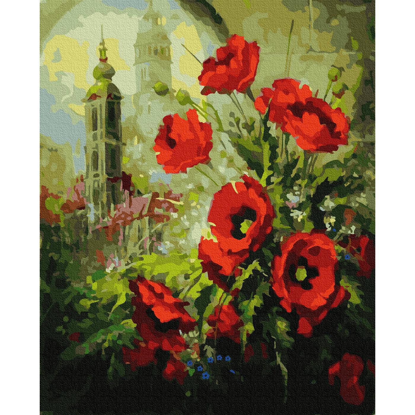 90305040 Картина по номерам 40х50 см Маки на фоне собора (27 цветов) STLM-0176438 MOLLY