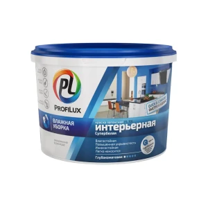 Краска для стен и потолков латексная Profilux ВД краска PL- 10L глубокоматовая белая 1.4 кг