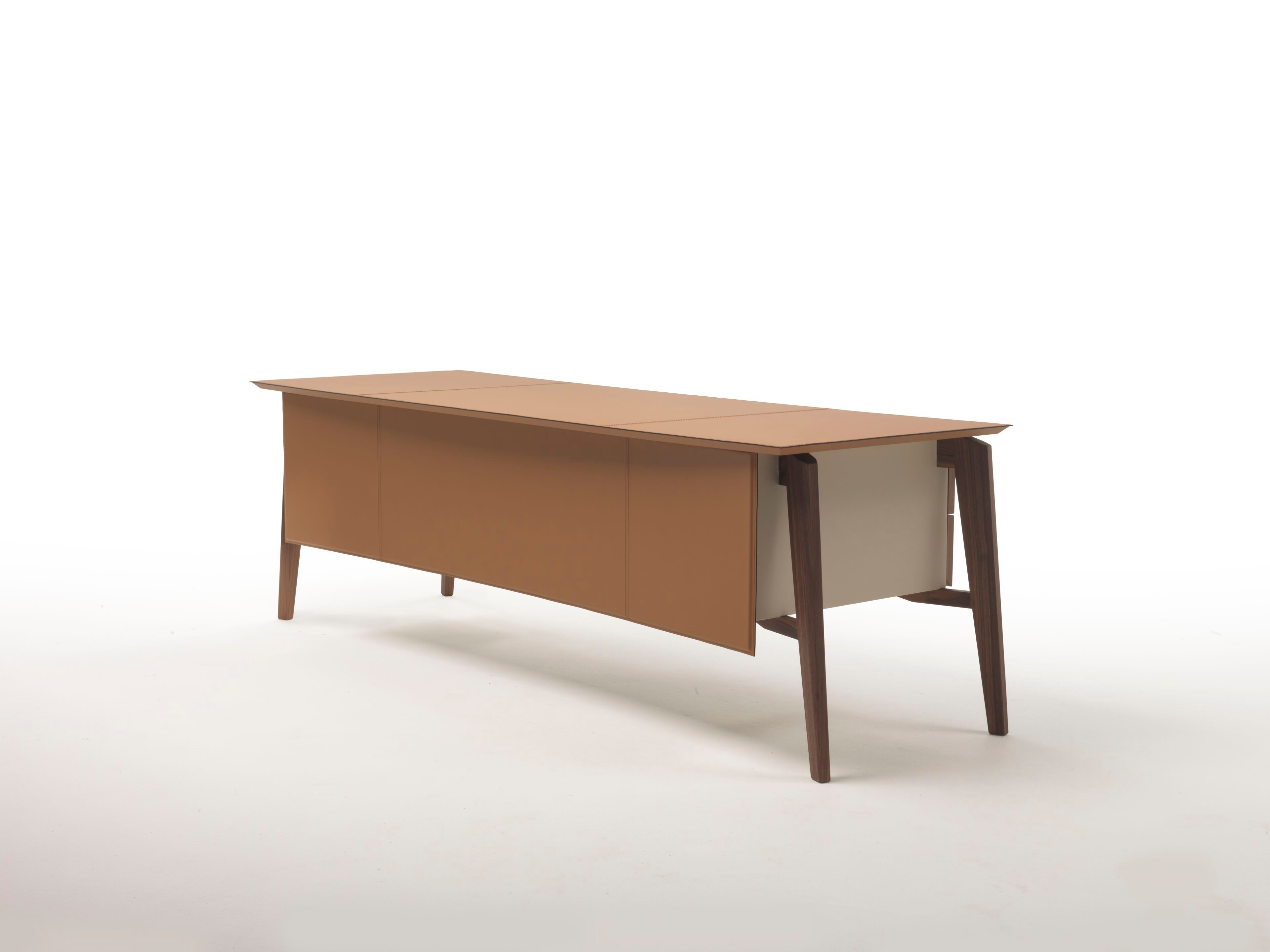 Кожаный деревянный стол с ящиками Casa Covre Naviglio ARCH-00114220 - Вид №6