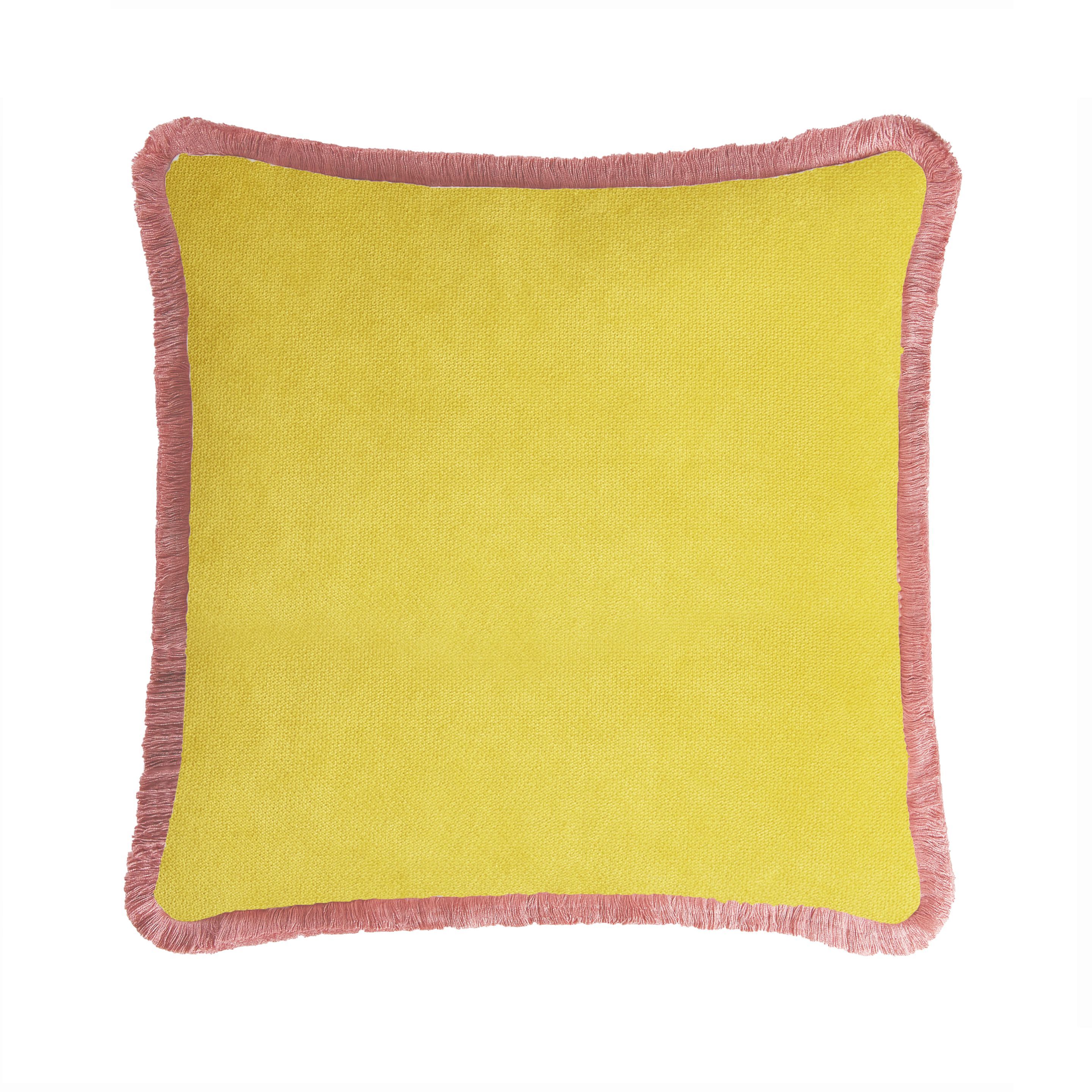 Однотонная бархатная съемная подушка с бахромой LO DECOR HAPPY PILLOW COLOR VELVET ARCH-00145513 - Вид №9