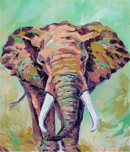 Картина на холсте 100х100 см "Слон" EVENHOME КАРТИНЫ МАСЛОМ 129779 Зеленый;коричневый;разноцветный