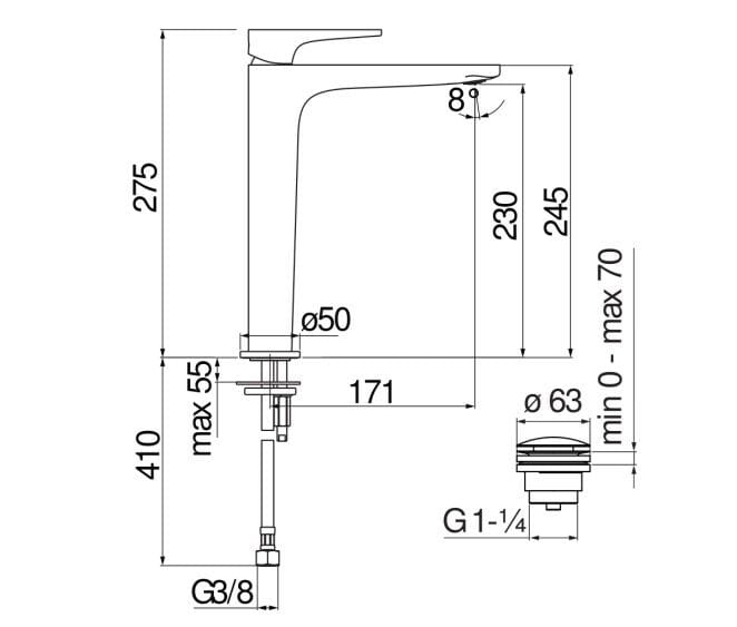 Высокий смеситель для раковины без слива Nobili Yoyo ARCH-00039590 - Вид №2