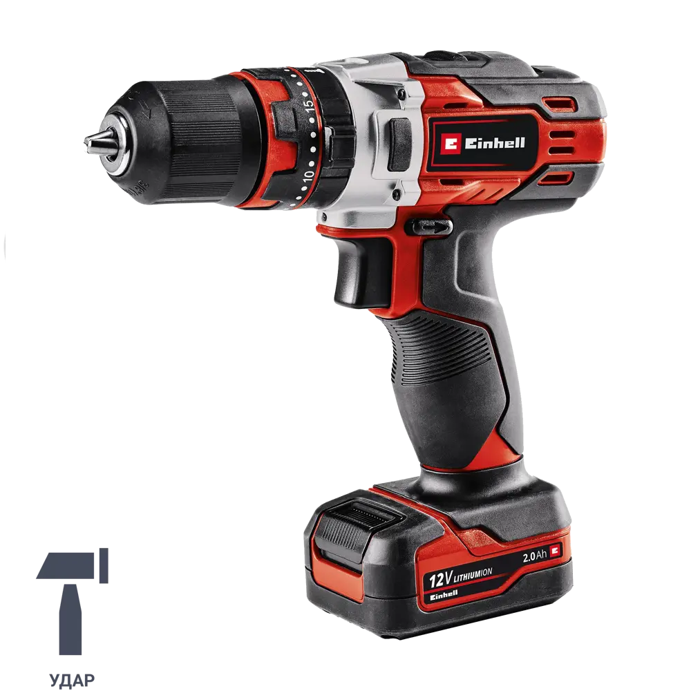 Дрель-шуруповерт аккумуляторная ударная Einhell TE-CD 12/1 Li-i 4513895, 18 В Li-ion 1x2 Ач STLM-2206125
