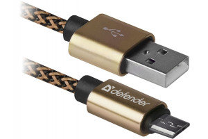 16379477 USB-кабель USB08-03T PRO USB2.0, AM-MicroBM, Золотой, 1m, 2.1A 87800 Defender
