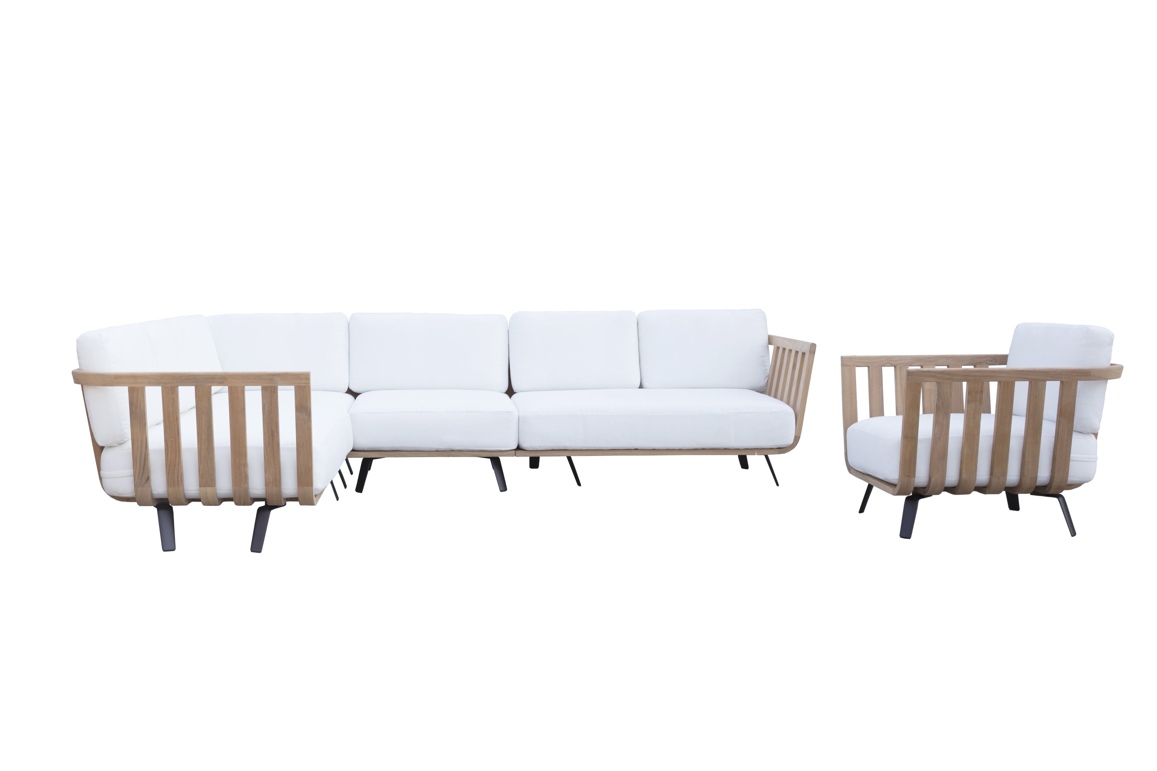 Садовое кресло из тикового дерева и акриловой ткани Unopiù Welcome ARCH-00123116 - Вид №1