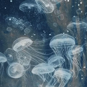 Арт-панель на холсте Alex Turco Underwater Grey Poison With Blue