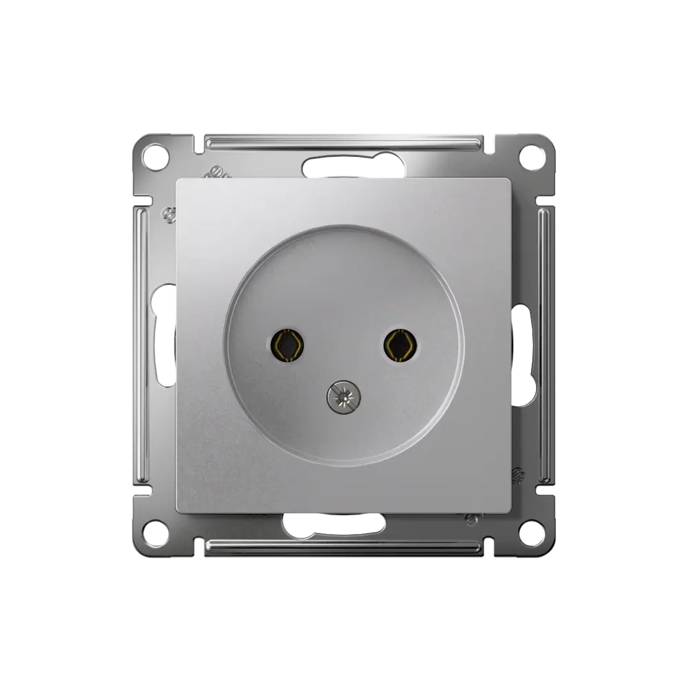 Розетка встраиваемая Systeme Electric AtlasDesign без заземления цвет алюминий STLM-2038421 - Вид №1