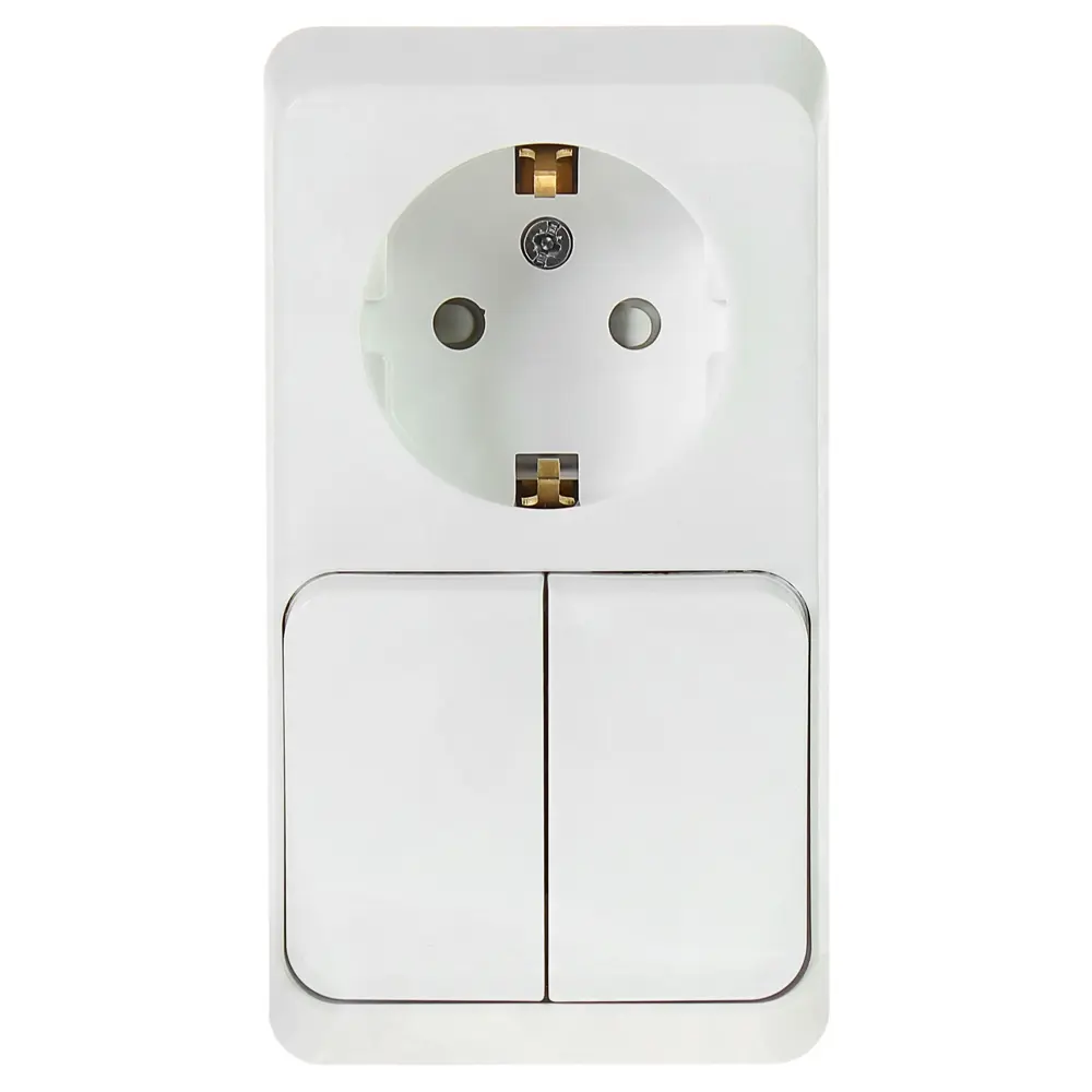 Розетка с выключателем 2 клавиши цвет белый Schneider Electric Этюд STLM-2179244 - Вид №1