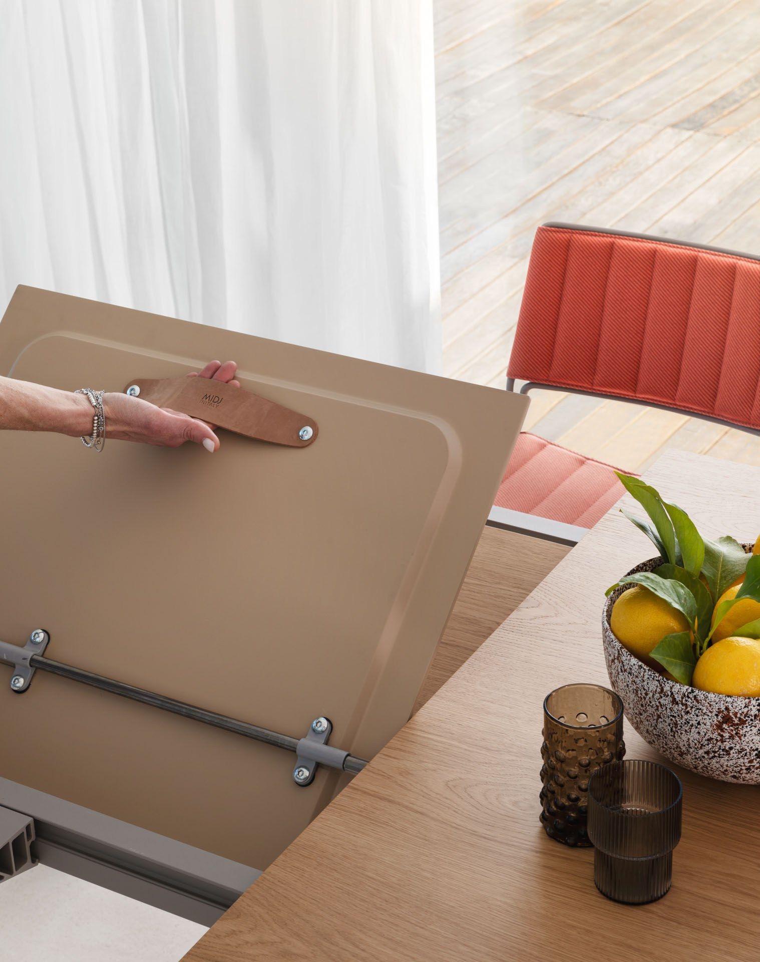 Прямоугольный выдвижной стол из шпона Midj AKASHI ARCH-00097636 - Вид №3