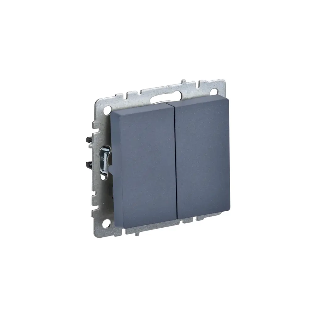 Выключатель проходной встраиваемый IEK Brite 2 клавиши цвет маренго STLM-2137516