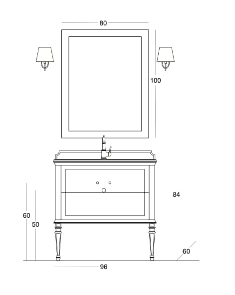 Напольный умывальник с зеркалом Gaia Mobili Classic ARCH-00129385 - Вид №3