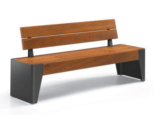 Стальная и деревянная скамья со спинкой