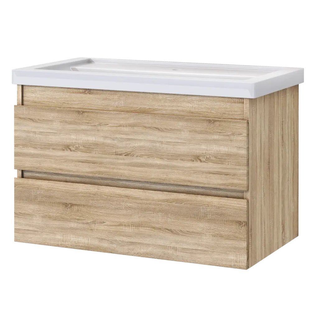 Vigo Matteo — подвесная тумба для ванной с двумя ящиками, дуб сонома 80 см 89050548 STLM-0991338 - Вид №5