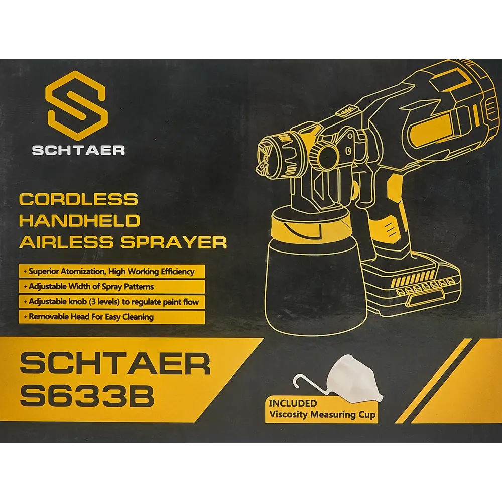 Краскопульт аккумуляторный Schtaer S633B, 20 В Li-ion 1x2 Ач, 200 мл/мин STLM-2117157 - Вид №11