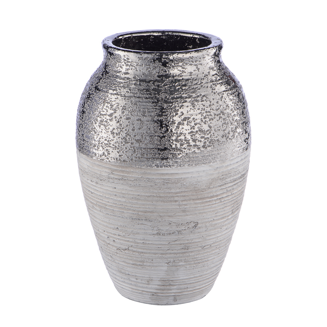 91080510 Декоративная ваза Фактура 16x16x25 см серая металлический Cha1 STLM-0473655 ВЕЩИЦЫ