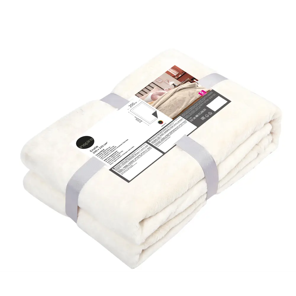 Плед Enalie Cream 5 200x220 см велсофт цвет кремовый INSPIRE STLM-2187041 - Вид №2