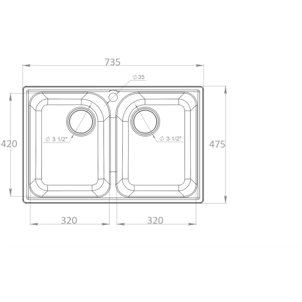 Мойка для кухни врезная KONSENSA 47.5 x 73.5 см глубина чаши 17.5 см кварц цвет серебро Без серии STLM-2197822 - Вид №6