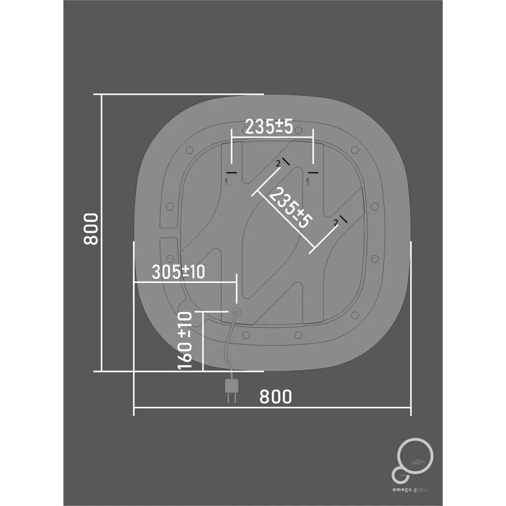 Зеркало для ванной Omega Glass Океан SD53 с подсветкой 80x80/88x88 см квадратное STLM-2148965 - Вид №13
