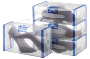 90580796 Коробка для обуви 18x10x30 1.49 полипропилен цвет полупрозрачный синяя кайма Коробки для обуви STLM-0293902 EL CASA