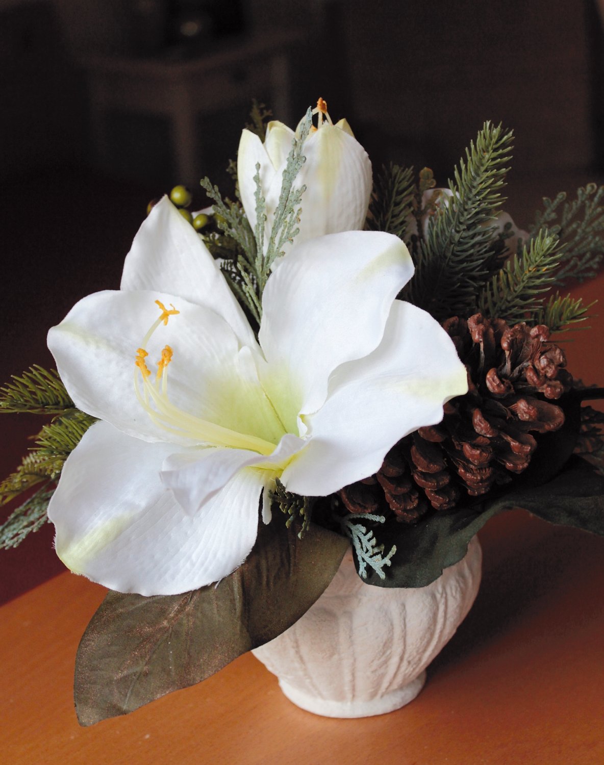 Композиция из искусственного амариллиса, горшок, 25 см, Ø 30 см, бежево-белый Santreyd 1477 778 a3 - Вид №7