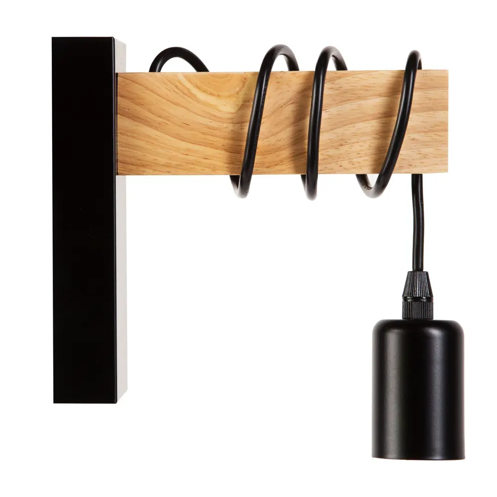 Настенный светильник Eglo Townshend 1xE27x60 Вт цвет чёрный/дерево STLM-2060039 - Вид №4