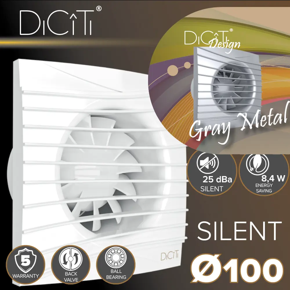 DiCiTi Silent 4C - бесшумный вентилятор в сером металлическом исполнении 83212144 STLM-0039459 - Вид №3