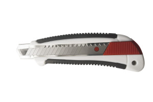16503569 Нож со сменными лезвиями обрезиненный, 1+2 лезв, 18мм, ABS+TPR, кнопка Easy Slider 600504 Монтажник