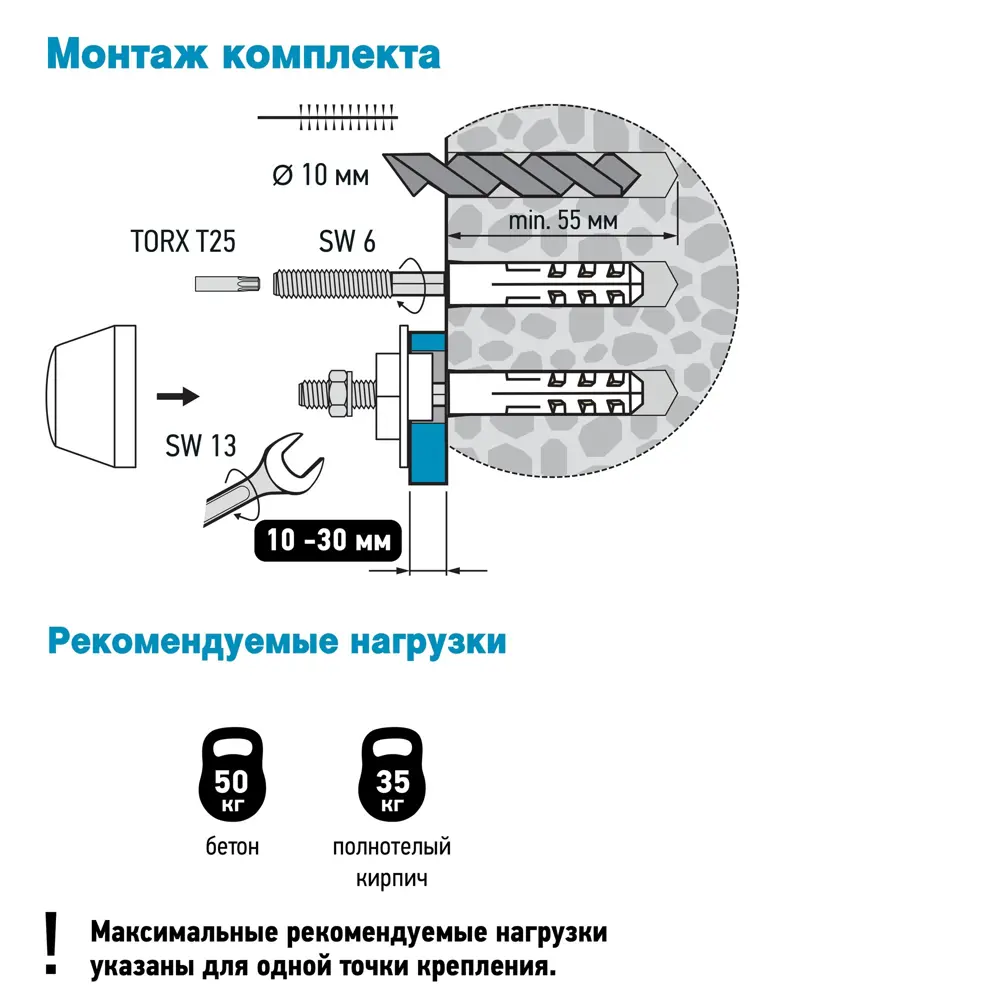 Крепление для раковины 10x50 мм ЕВРОПАРТНЕР STLM-2038980 - Вид №1