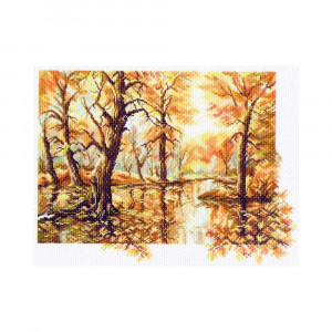1235 Канва/ткань с рисунком Рисунок на канве 33 см х 45 см "Осень" Матренин посад