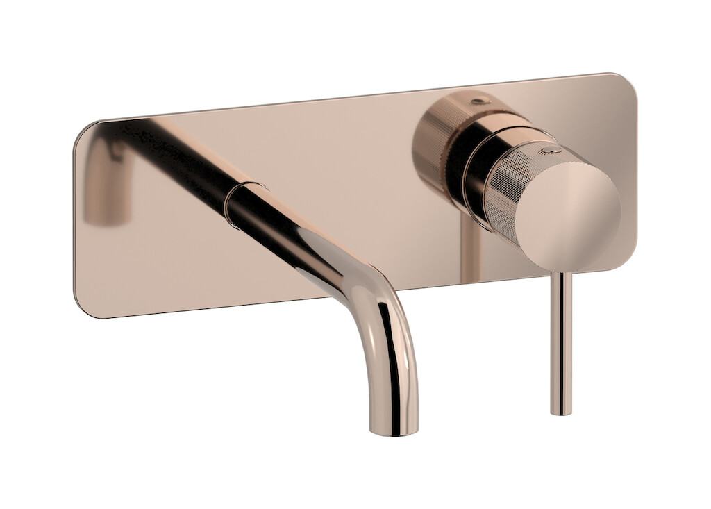 Встроенный в стену смеситель для раковины на 2 отверстия в комплекте с донным клапаном. WE ARE IB id206rs Rose Gold Industria