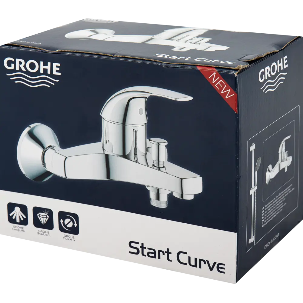 Смеситель для ванны Grohe Start Curve однорычажный цвет хром STLM-2159788 - Вид №4