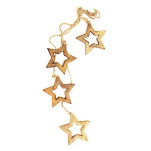 Гирлянда новогодняя подвесная "Звезды деревянные с отверстием" Wooden stars, 65 см ENJOYME  253065 Золото