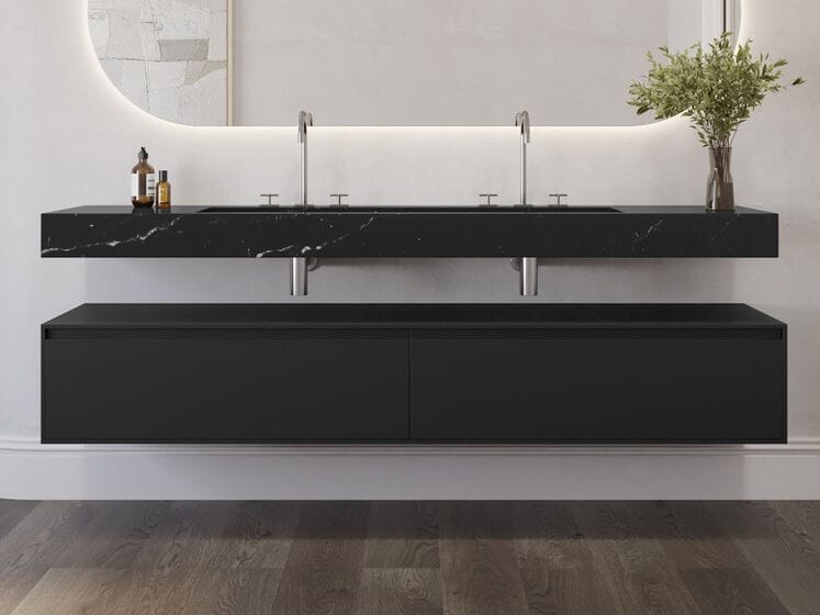 Двойная подвесная раковина Corian® RILUXA CASSIOPEIA PLUS SLIM MARBLE ARCH-00024814