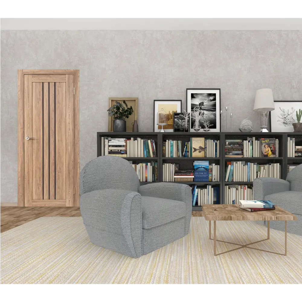 Комплект двери Бергамо остекленная 80x200 см ПВХ цвет дуб европейский с добором 150 мм PORTIKA STLM-2207523 - Вид №1