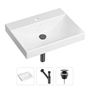 90704546 Врезная раковина Lavinia Boho Bathroom Sink 21520579 фарфор 60 см с донным клапаном и металлическим сифоном STLM-1445216